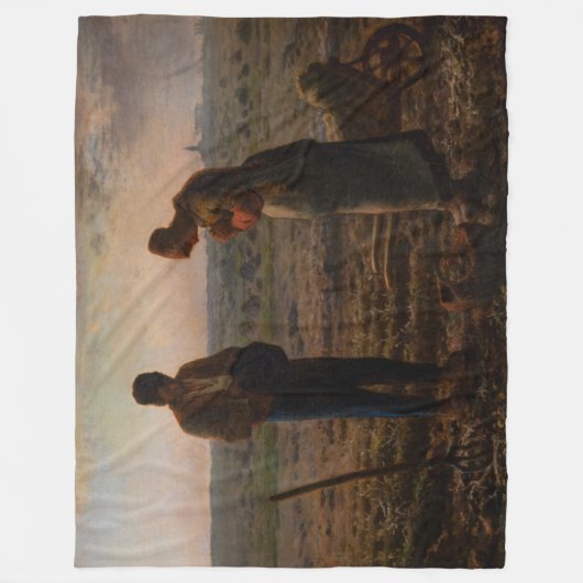 Jean-Francois Millet - De Angelus Fleece Deken (Voorkant)