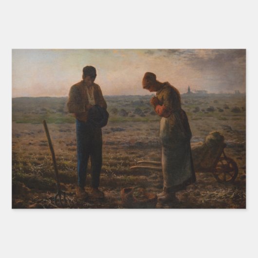 Jean-Francois Millet - De Angelus Inpakpapier Vel (Voorkant)
