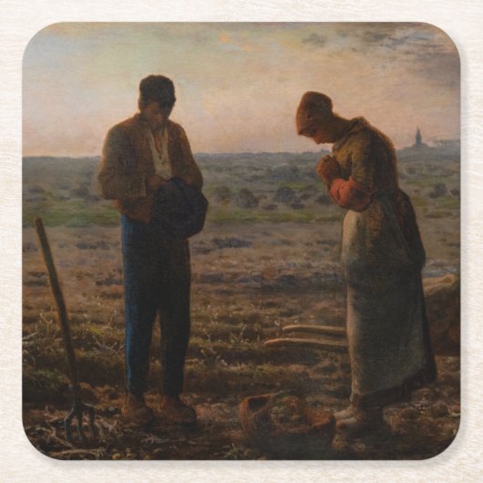 Jean-Francois Millet - De Angelus Kartonnen Onderzetters (Voorkant)