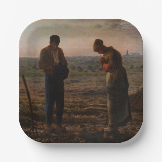 Jean-Francois Millet - De Angelus Papieren Bordje (Voorkant)