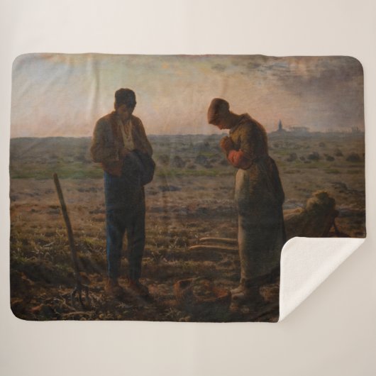 Jean-Francois Millet - De Angelus Sherpa Deken (Voorkant (horizontaal))