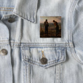 Jean-Francois Millet - De Angelus Vierkante Button 5,1 Cm (In situ)