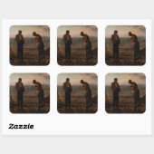 Jean-Francois Millet - De Angelus Vierkante Sticker (Vel)