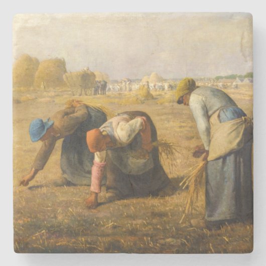 Jean-Francois Millet - De Gleaners Stenen Onderzetter (Voorkant)