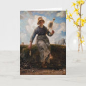 Jean-Francois Millet - De Spinner Girl Kaart (Gele Bloem)