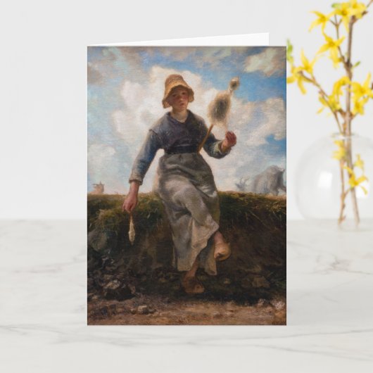 Jean-Francois Millet - De Spinner Girl Kaart (Gele Bloem)
