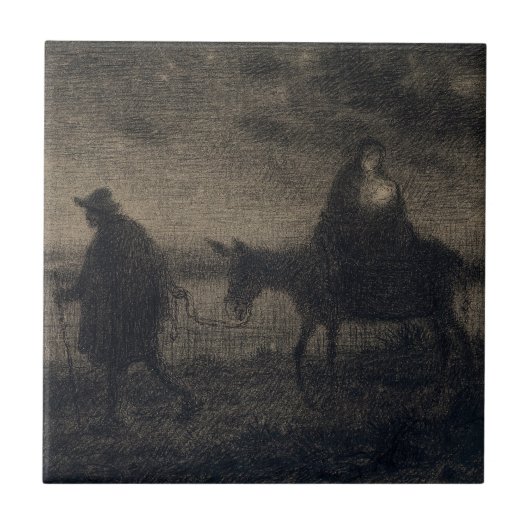 Jean-Francois Millet - De vlucht naar Egypte Tegeltje (Voorkant)