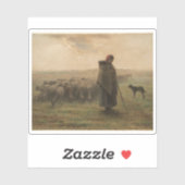 Jean-François Millet - Herderin en haar kudde Sticker (Vel)