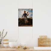 Jean-Francois Millet - Het Spinnende Meisje Poster (Keuken)