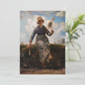 Jean-Francois Millet - Het Spinner Girl Bedankkaart (Staand voorkant)