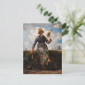 Jean-Francois Millet - Het Spinner Girl Briefkaart (Staand voorkant)
