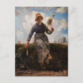 Jean-Francois Millet - Het Spinner Girl Briefkaart (Voorkant)