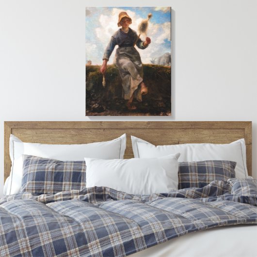 Jean-Francois Millet - Het Spinner Girl Canvas Afdruk (Insitu (Slaapkamer))