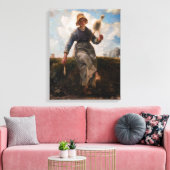 Jean-Francois Millet - Het Spinner Girl Canvas Afdruk (Insitu (Woonkamer))