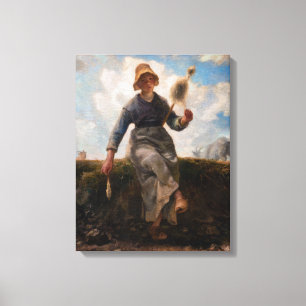 Jean-Francois Millet - Het Spinner Girl Canvas Afdruk