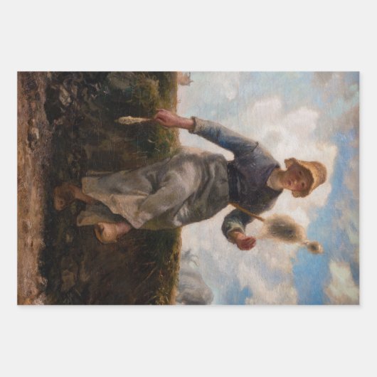 Jean-Francois Millet - Het Spinner Girl Inpakpapier Vel (Voorkant 3)