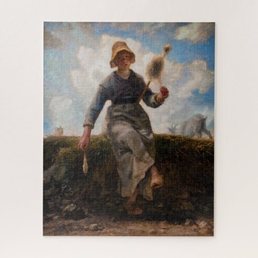 Jean-Francois Millet - Het Spinner Girl Legpuzzel (Verticaal)