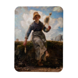 Jean-Francois Millet - Het Spinner Girl Magneet