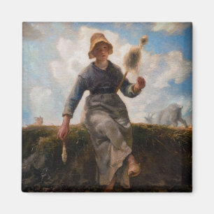 Jean-Francois Millet - Het Spinner Girl Magneet