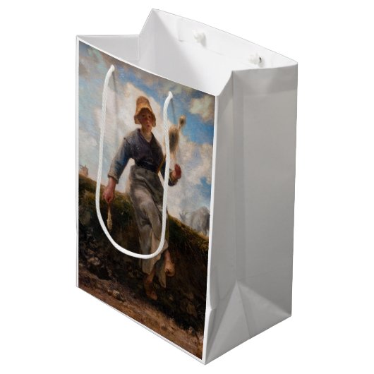 Jean-Francois Millet - Het Spinner Girl Medium Cadeauzakje (Voorkant Gekanteld)