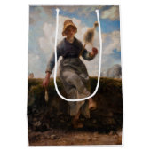 Jean-Francois Millet - Het Spinner Girl Medium Cadeauzakje (Achterkant)