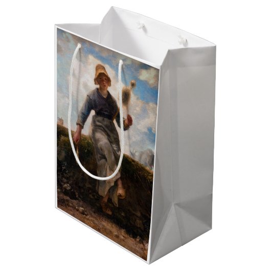 Jean-Francois Millet - Het Spinner Girl Medium Cadeauzakje (Achterkant Gekanteld)