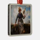 Jean-Francois Millet - Het Spinner Girl Metalen Ornament (Rechts)
