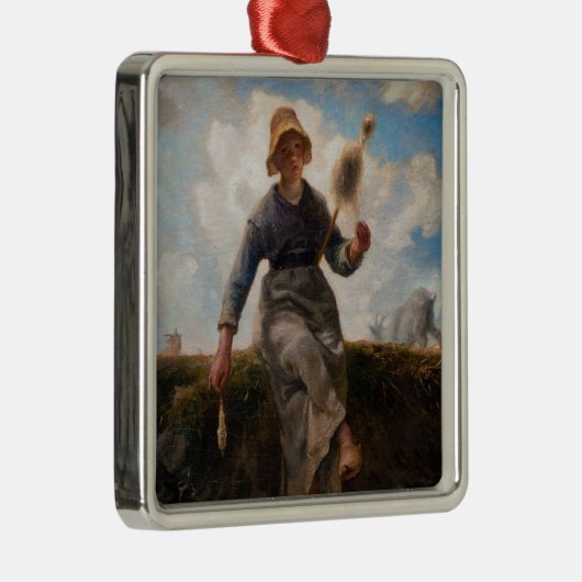 Jean-Francois Millet - Het Spinner Girl Metalen Ornament (Rechts)