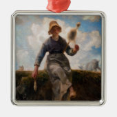 Jean-Francois Millet - Het Spinner Girl Metalen Ornament (Voorkant)