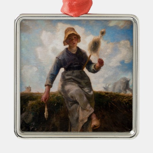 Jean-Francois Millet - Het Spinner Girl Metalen Ornament (Voorkant)