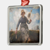 Jean-Francois Millet - Het Spinner Girl Metalen Ornament (Links)