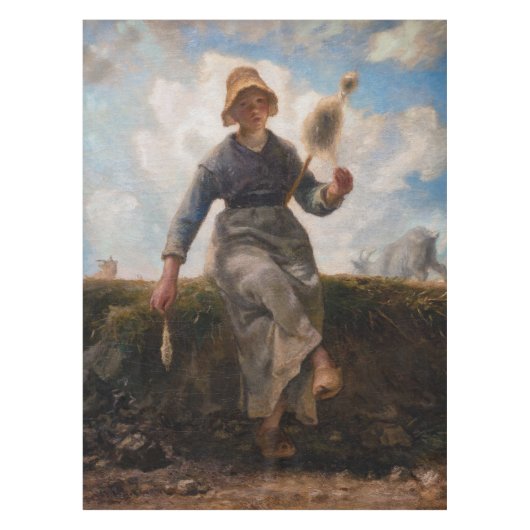 Jean-Francois Millet - Het Spinner Girl Tafelkleed (Voorkant)