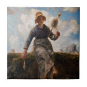 Jean-Francois Millet - Het Spinner Girl Tegeltje (Voorkant)