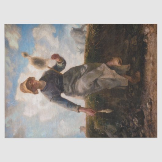 Jean-Francois Millet - Het Spinner Girl Tissuepapier (Voorkant)