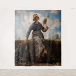 Jean-Francois Millet - Het Spinner Girl Wandkleed