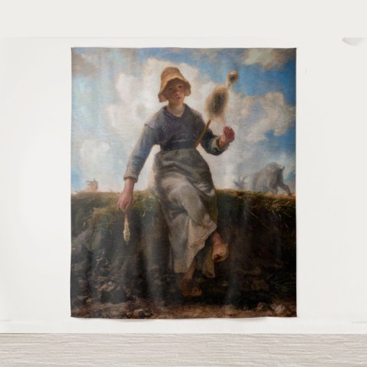 Jean-Francois Millet - Het Spinner Girl Wandkleed (Voorkant)