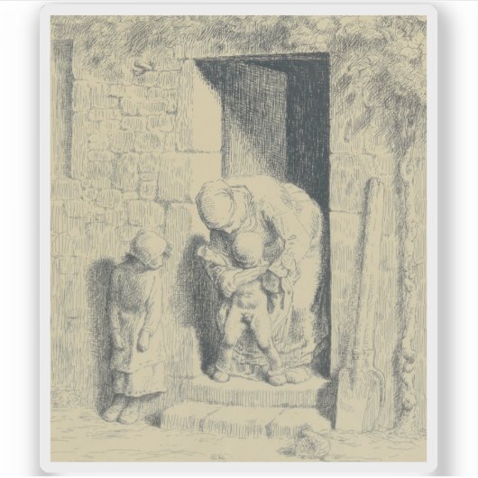 Jean-François Millet - La Précaut Maternelle Sticker (Voorkant)