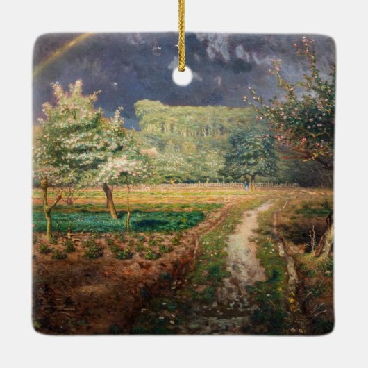 Jean-Francois Millet - Lente op Barbizon Keramisch Ornament (Achterkant)