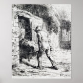 Jean-François Millet Man met een Wheelbarrow Poster (Voorkant)