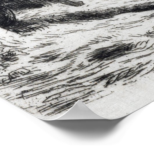 Jean-François Millet Man met een Wheelbarrow Poster (Hoek)