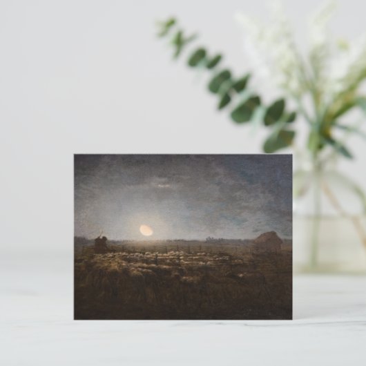 Jean-Francois Millet - Schaapskooi, maanlicht 1872 Briefkaart (Staand voorkant)