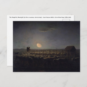 Jean-Francois Millet - Sheepfold, Moonlight 1860 Briefkaart
