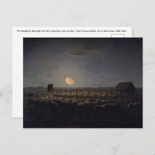 Jean-Francois Millet - Sheepfold, Moonlight 1860 Briefkaart (Voorkant / Achterkant)