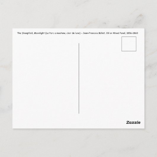 Jean-Francois Millet - Sheepfold, Moonlight 1860 Briefkaart (Achterkant)