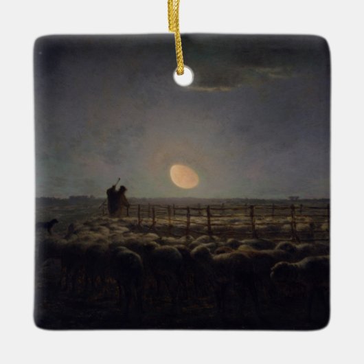 Jean-Francois Millet - Sheepfold, Moonlight 1860 Keramisch Ornament (Voorkant)