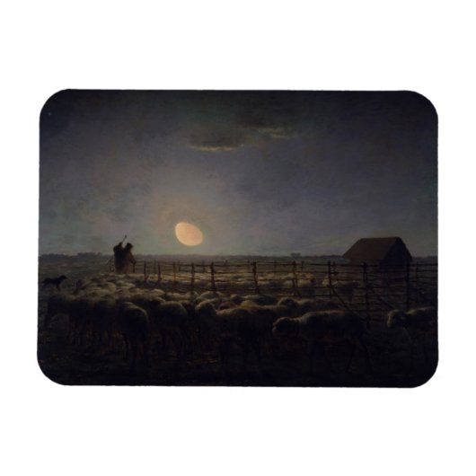 Jean-Francois Millet - Sheepfold, Moonlight 1860 Magneet (Horizontaal)