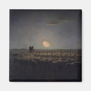 Jean-Francois Millet - Sheepfold, Moonlight 1860 Magneet