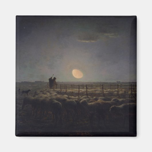 Jean-Francois Millet - Sheepfold, Moonlight 1860 Magneet (Voorkant)