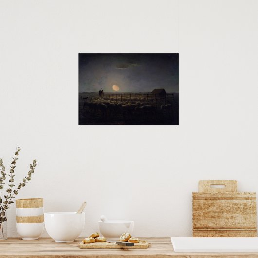 Jean-Francois Millet - Sheepfold, Moonlight 1860 Poster (Keuken)