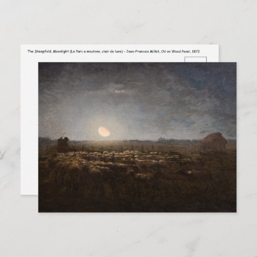 Jean-Francois Millet - Sheepfold, Moonlight 1872 Briefkaart (Voorkant / Achterkant)